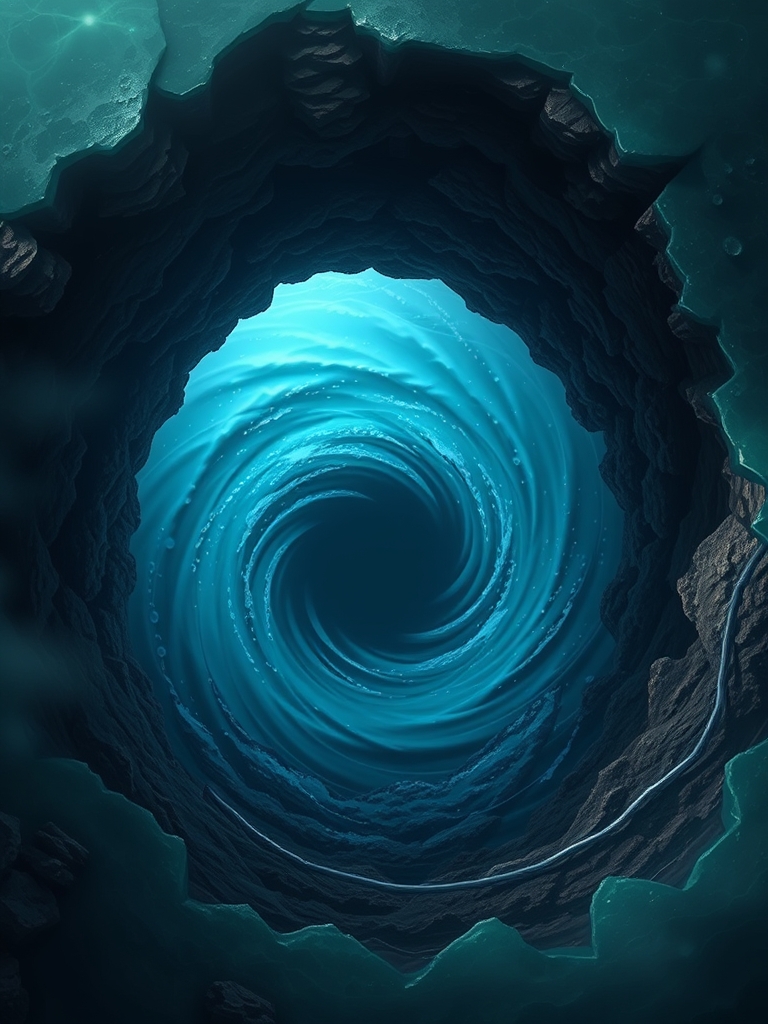 یک گودال عمیق درون آب مانند گردآب اطراف آب مانند جزیره باشد5