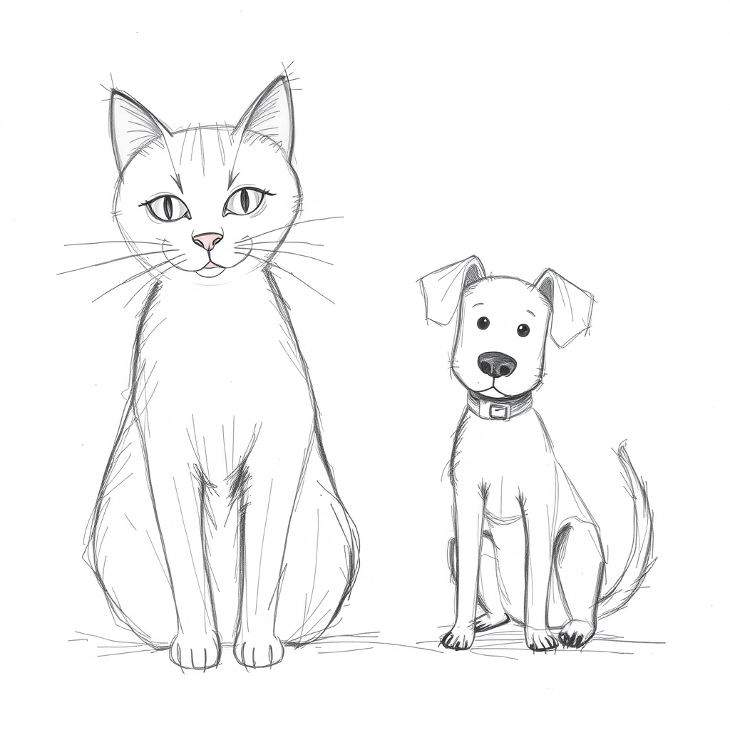 نقاشی  گربه و سگ اسکرچ شده
 4