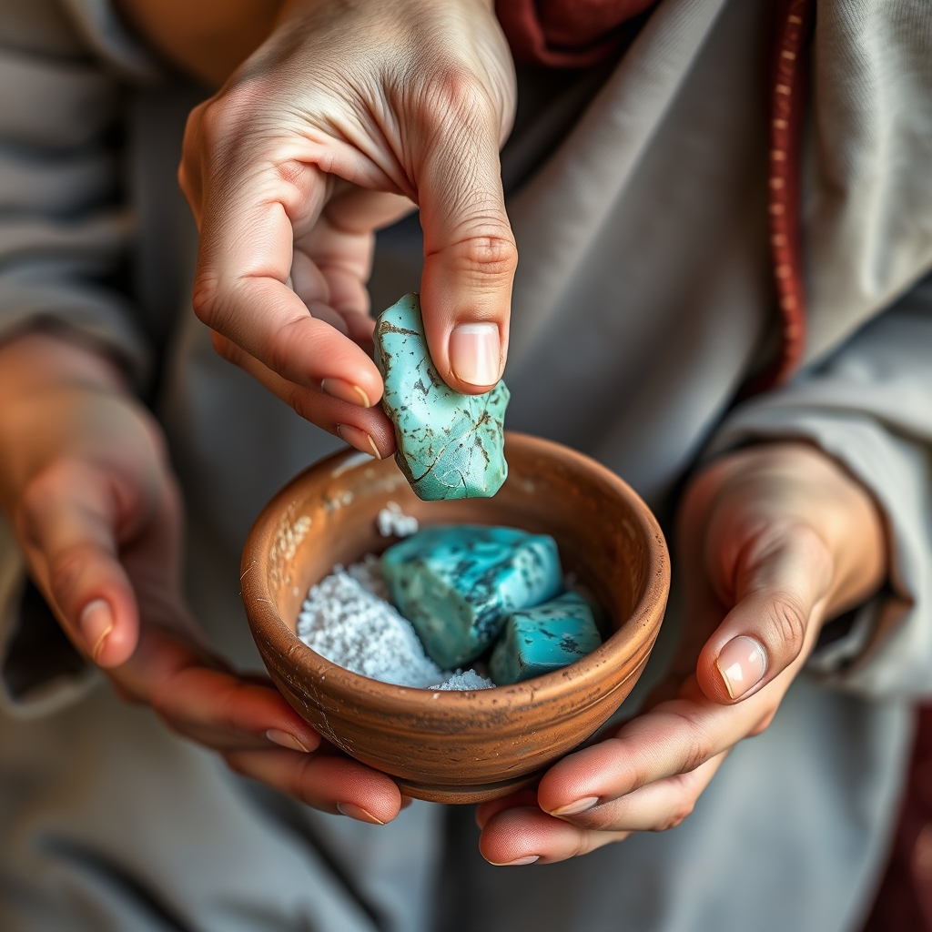 سنگ فیروزه که از یک تشت سفالی داره خالی میشه11