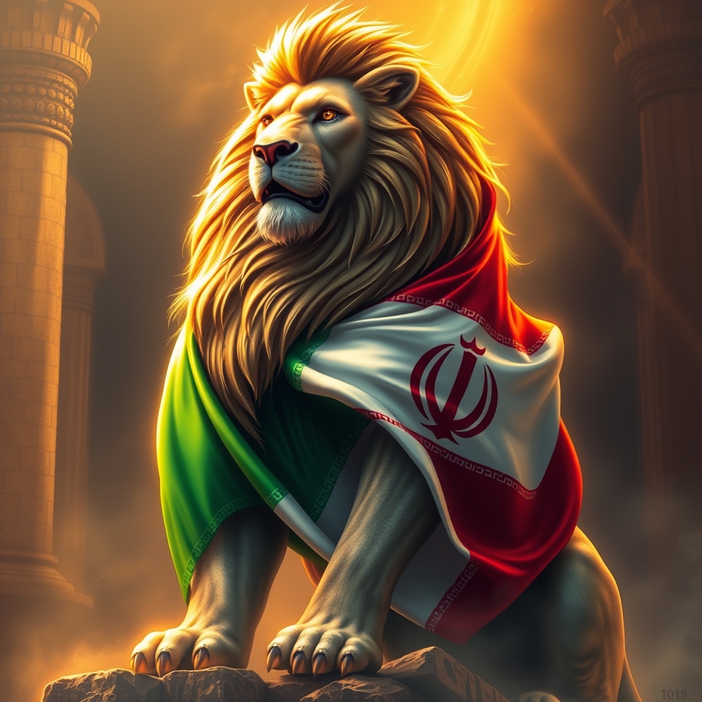 یک شیر که پشتش پرچم ایرانه9