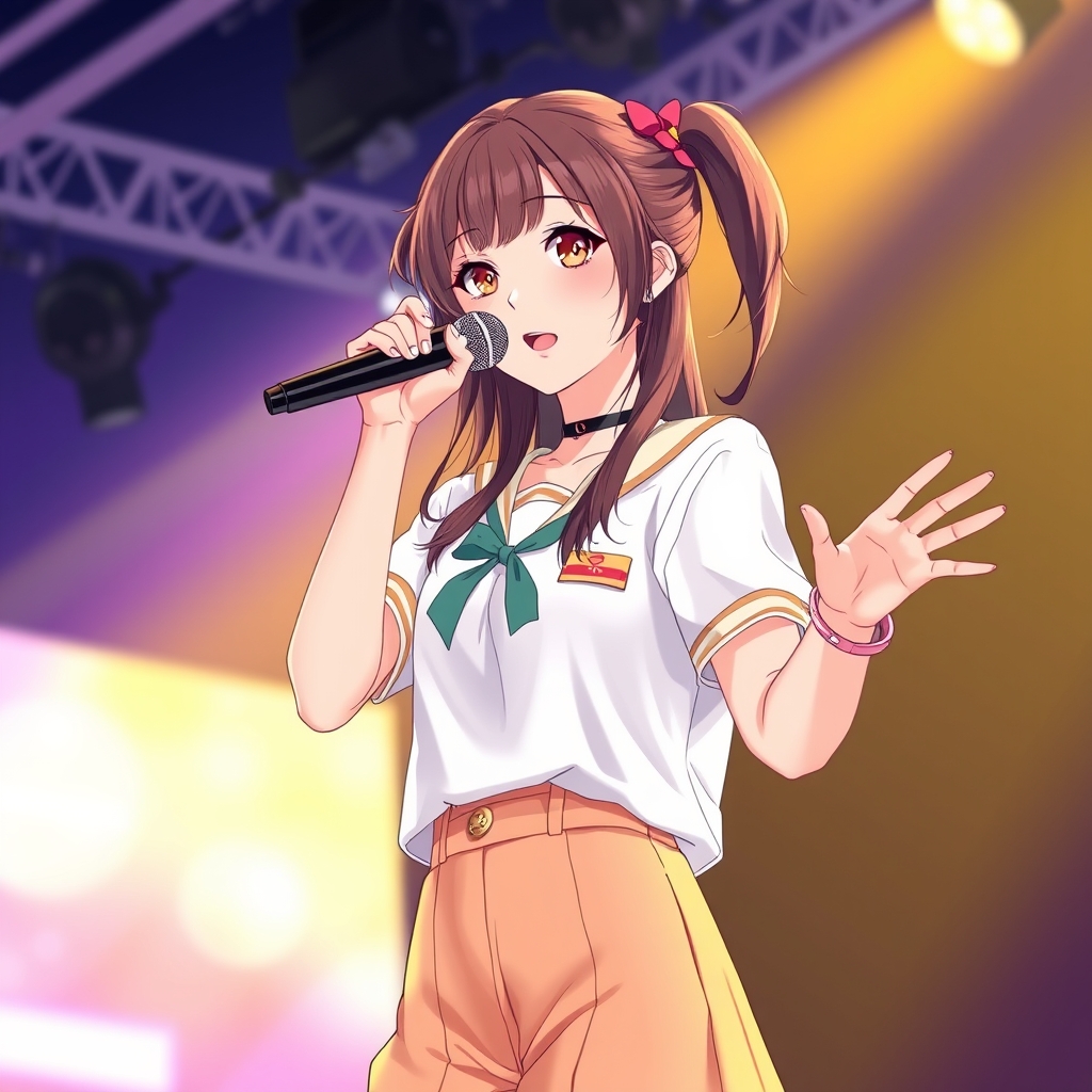 یک دختر که آیدل کیپاپ است و میکروفن در دست دارد14