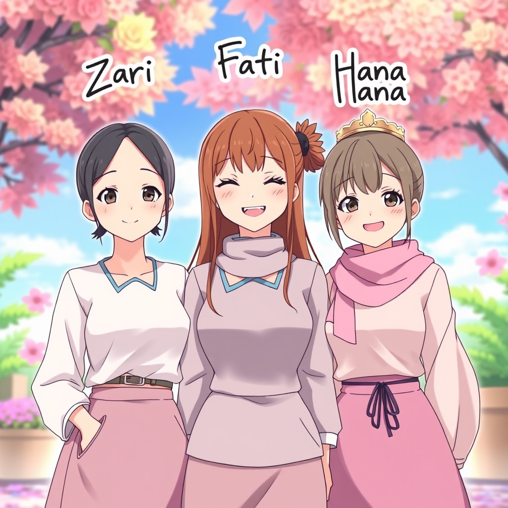 سه تا دختر ملکه دوست کنار هم بالای سر یکیشون نوشته زَری اون‌یکی فاطی اون‌یکی حنا1