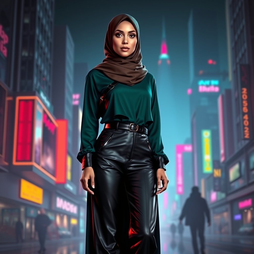 زن مسلمان با شلوار چرم مشکی براق11