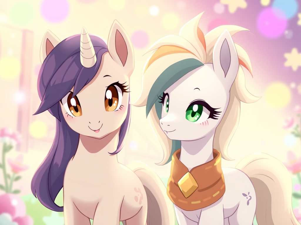 دو پونی یکی با رنگ پوست کرمی دو رنگ نصف سیاه نصف سفید چشم های دو رنگ طوسی و عسلی و یکی با رنگ پوست سفید و رنگی پف پفی و چشم های سبز5