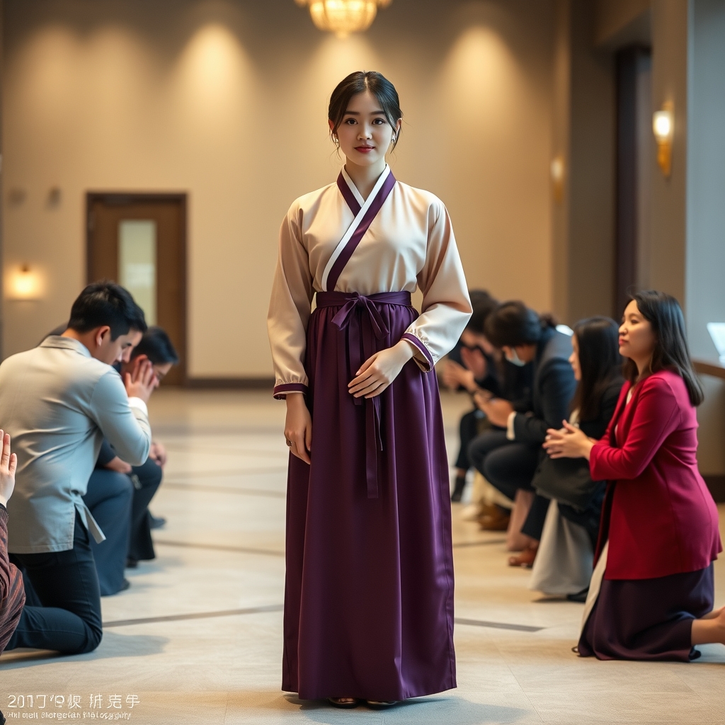 دختری۱۹ساله با لباس کرهای که که همه بر او زانو زدند در جایی شیک و باکلاس13