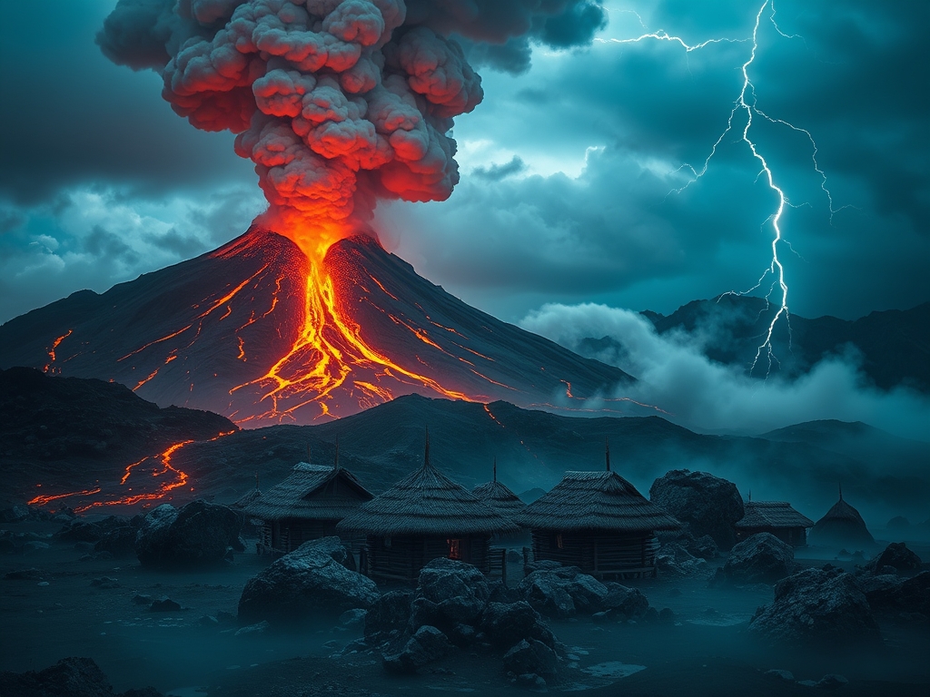 🌋🛖🛖🪨🌫⚡️☄️3