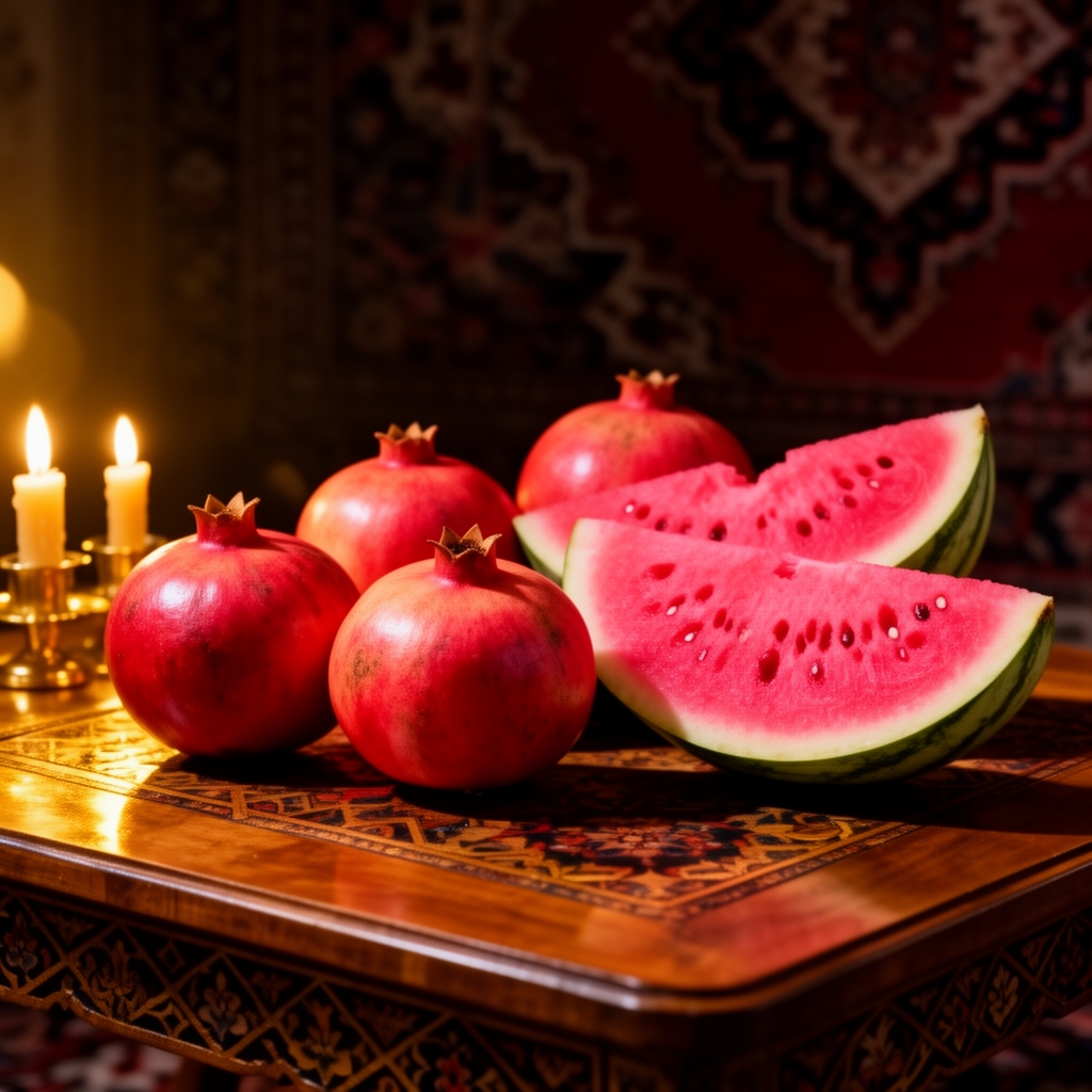 عکس یلدایی میوه انار و هندوانه 3