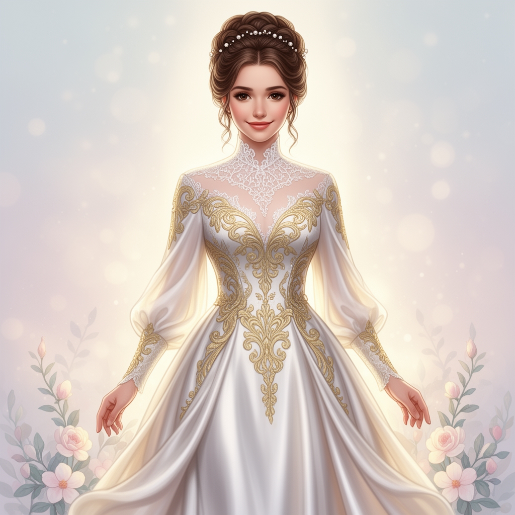 دختری خوشگل زیبا با لباس عروس قهویه 0