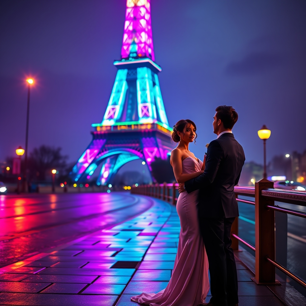 عروسی دختر و پسری زیبا در کنار برج ایفل 
14