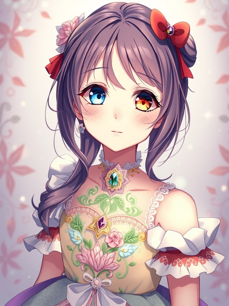 زیباترین دختر دنیا با چشم های رنگی و دورنگ با لباس پرنسسی کارشده رنگی رنگی 19