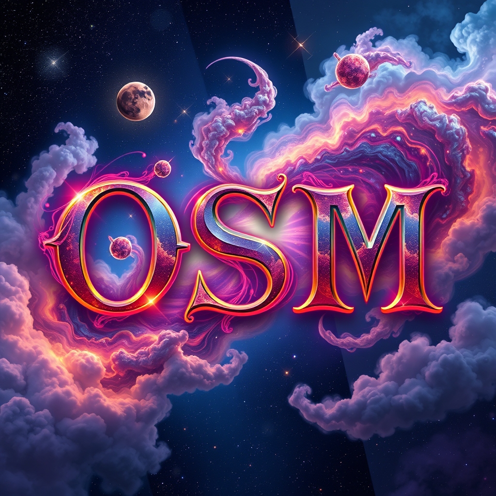 کلمه OSM با فونت خفن و تصاویر زمینه در فضای شمسی4