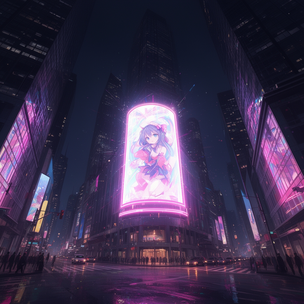 تابلویی نورانی در شهری بزرگ و آسمان تاریک  و ساختمان های بلند5