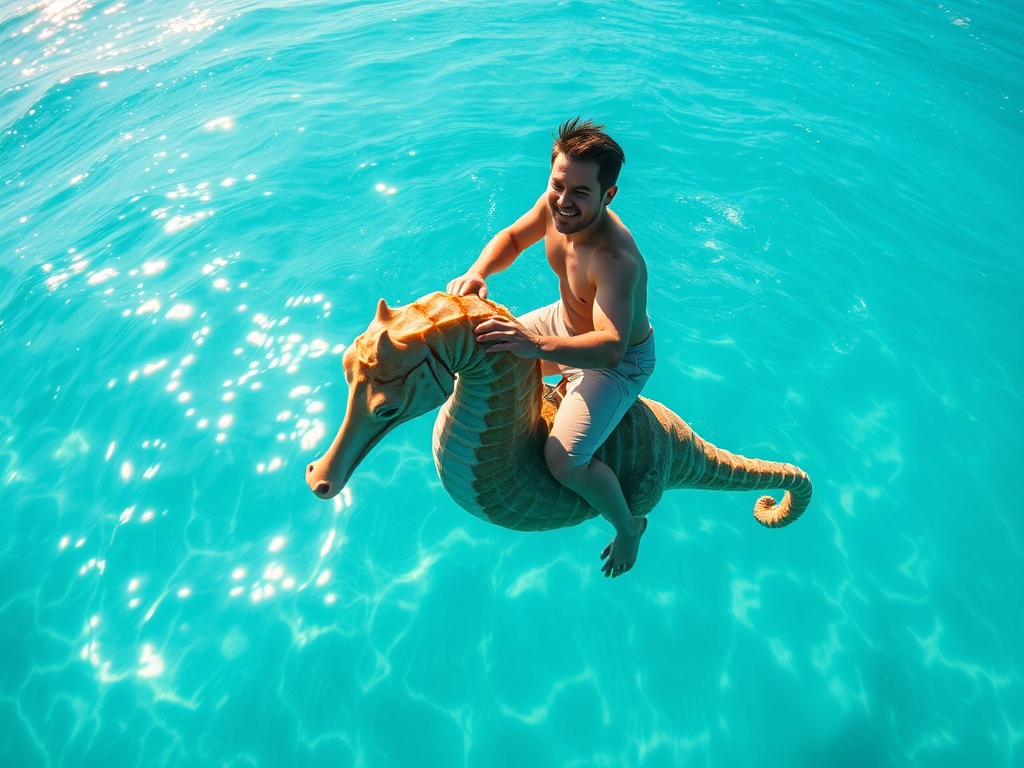 یک مرد در حال پری دریایی سواری5