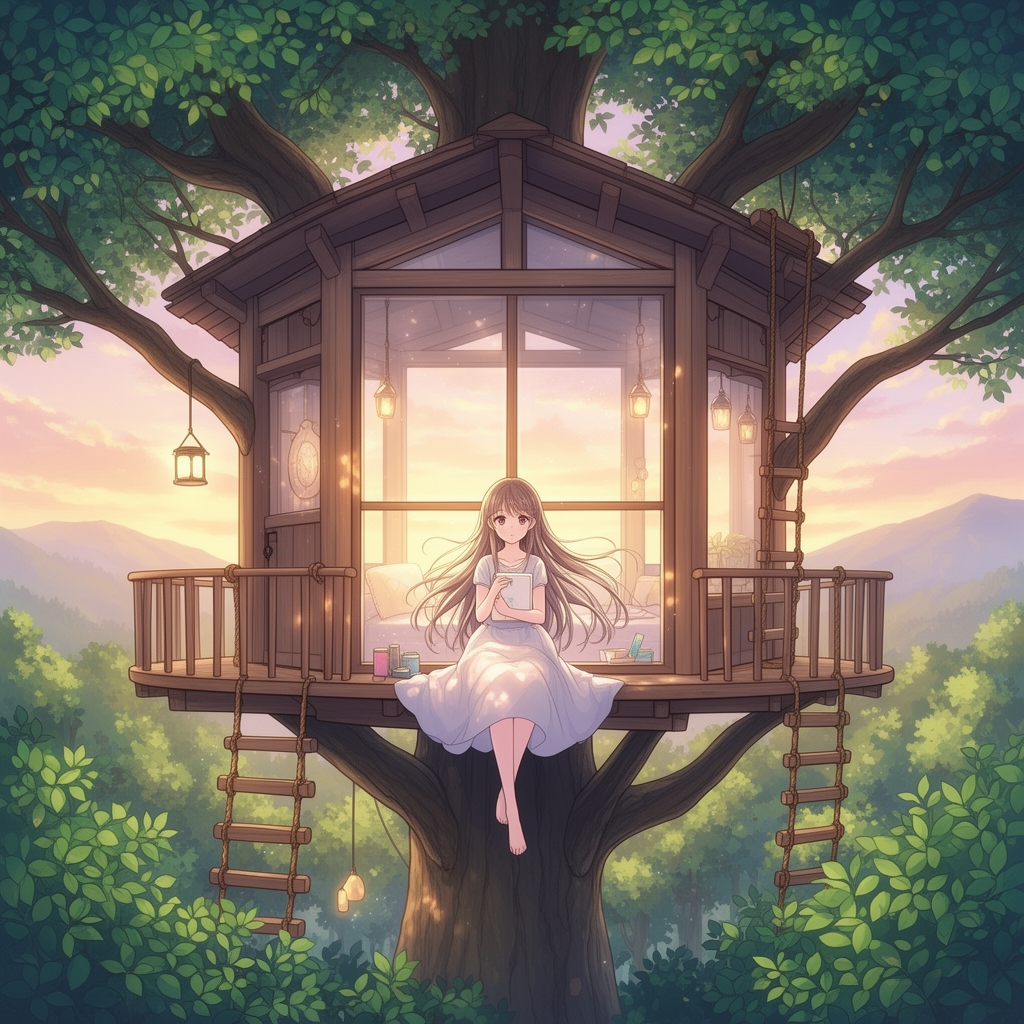 یک دختر در خانه درختی بلند3