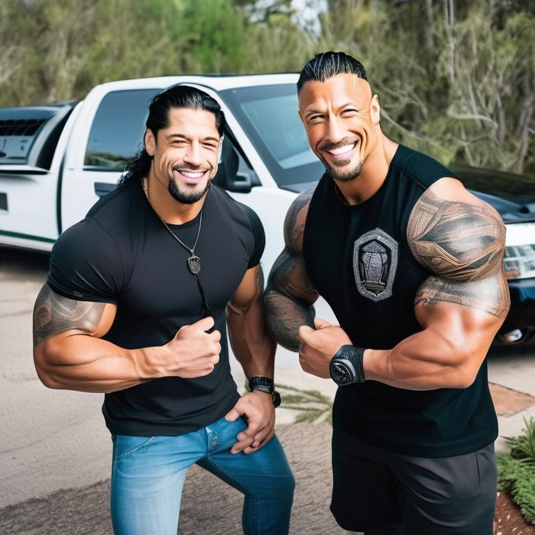 رومن رینز در کنار پسر عمویش راک16