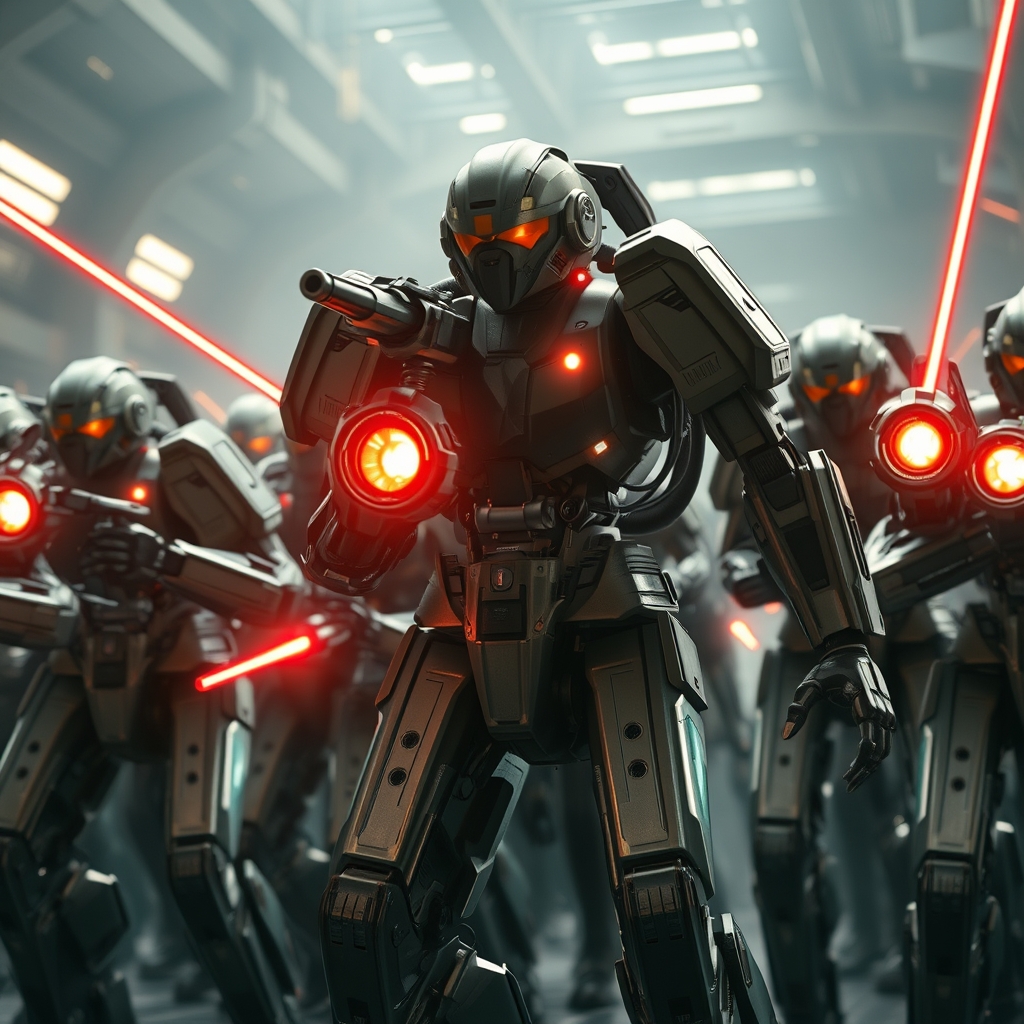 عکس  یک لشکر از ربات های مجهز به لیزر وتیره سپر دفاعی16