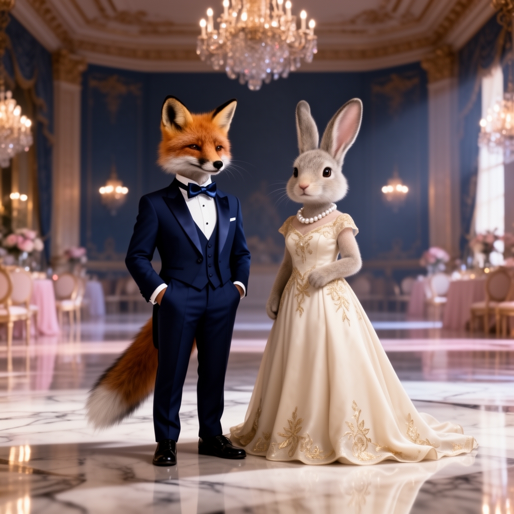 عکس روباه و خرگوش با لباس مجلسی0