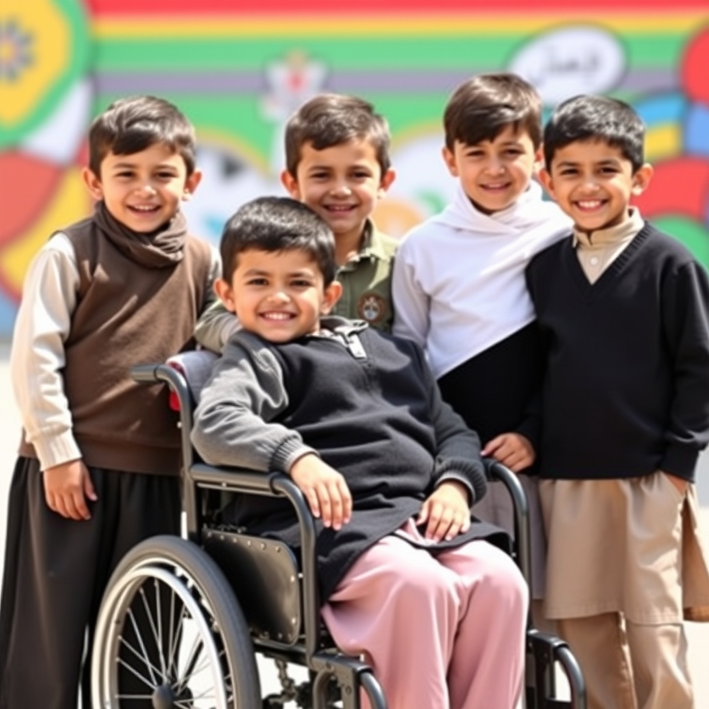 عکس پنج پسر بچه ی ایرانی که یکیشان پا ندارد و
روی ویلچر نشسته است18