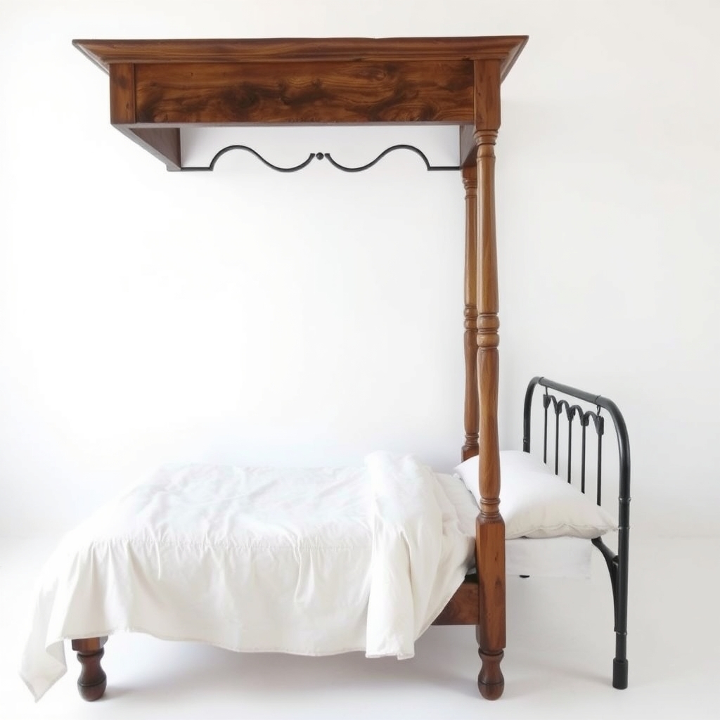 تخت خواب باستانی خیلی ساده پسزمینه سفید0