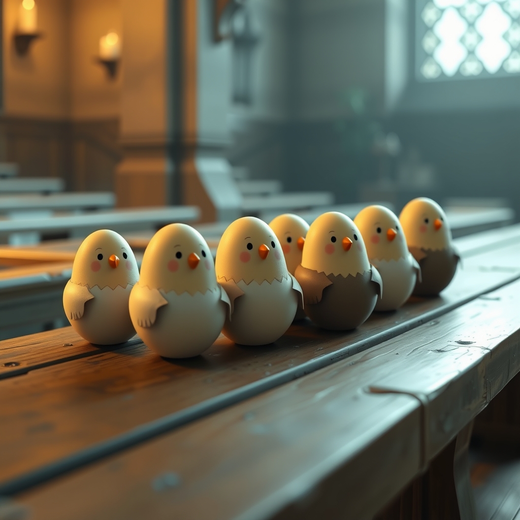 برای این جمله یک تصویر بده 
تخم‌مرغ‌ها اغلب در صومعه روی تخم می‌نشینند6