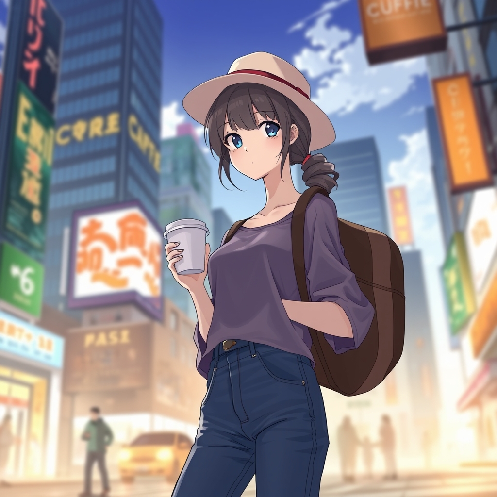 👩🏻👖👚👒🧋🏙1
