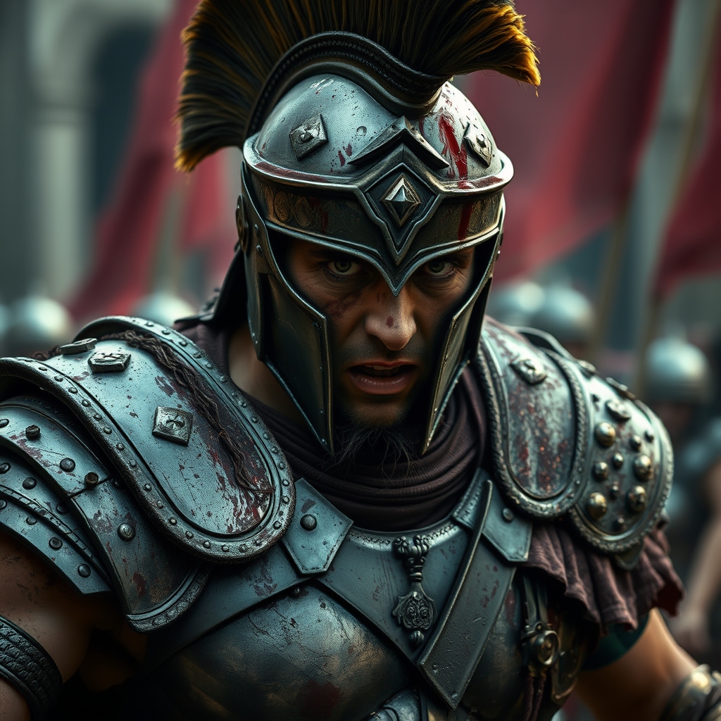 یک اَبَر گلادیاتور زخمی وحشی زره پوش روم باستان17