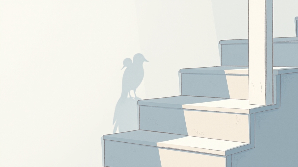 سایه بالا رفتن پرنده از پله2