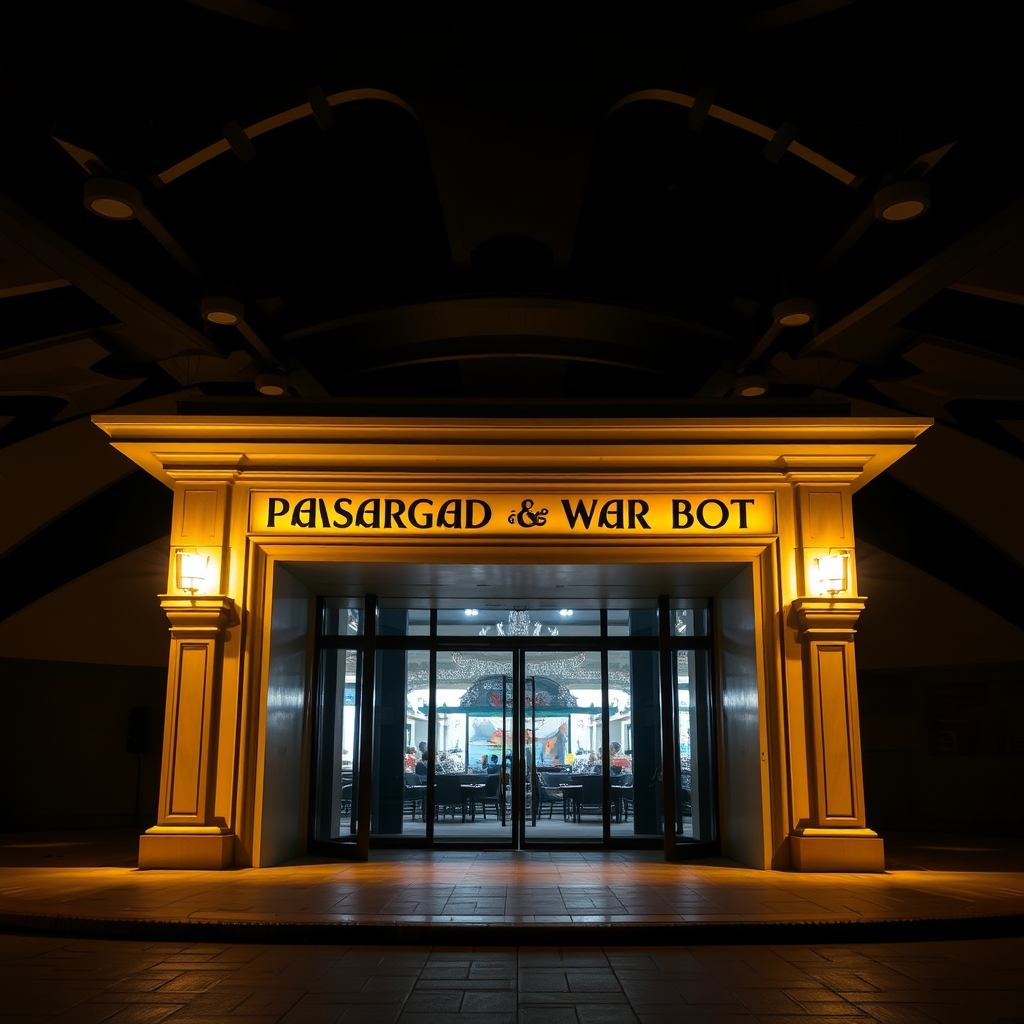 عکس یک مکان با طراحی خاص که روی آن. نوشته شده است، PASARGAD WAR BOT و پس زمینه خاصی داشتع باشد10