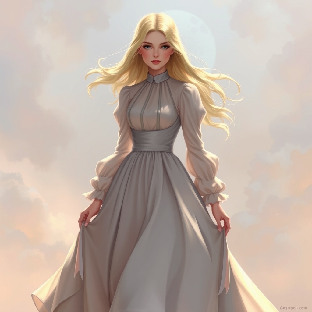 زیبا ترین دختر که زیباترین لباس کلاسیک فرانسوی را پوشیده اس با موهای زرد2