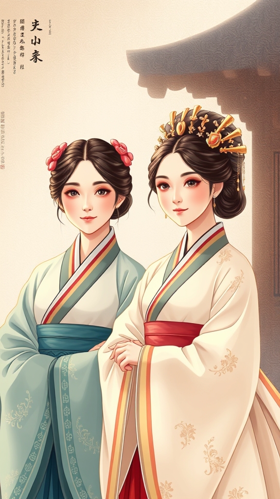 دوتا شازاده خانم خوشگل کره ای زمان چوسان که خواهرند ها نبوک پوشیدند 7