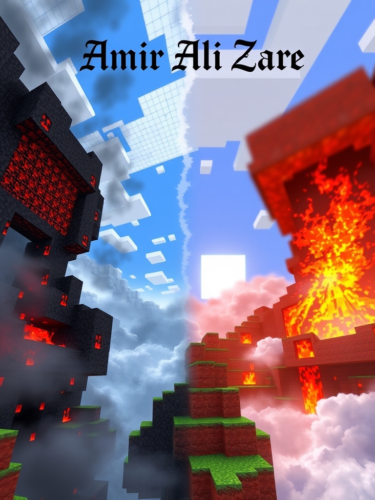 بهشت و جهنم کنار هم دیگه به طور ماینکرفتی که بالایش به صورت خاص امیر علی زارع به انگلیسی نوشته شده15