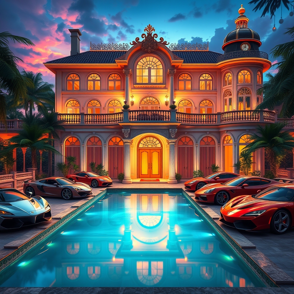 خانه ای دوبلکس با نمای مجلل با استخر و ماشین های لاکچری7