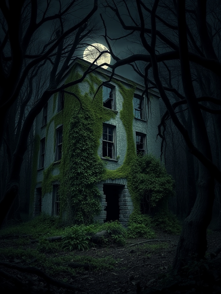 ساختمانی متروکه در دل جنگل و تاریکی شب که بسار وحشت ناک است9