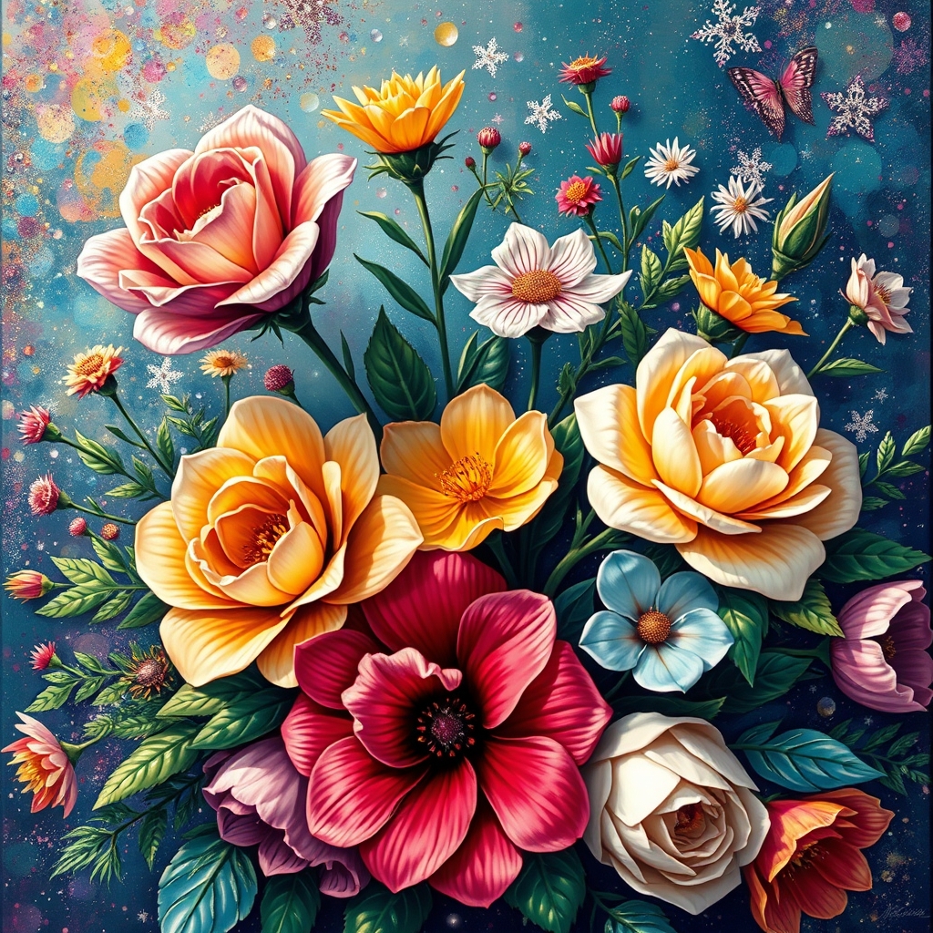 💗🤍🪴💐🌹💖🌿, a dream , shining ، Glitter color painting, wallpaper , luxury2