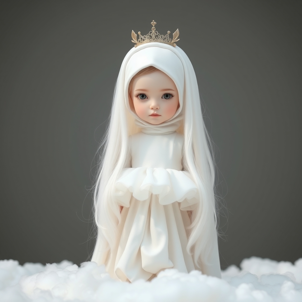 عکس یه دختر با مو های خیلیییییی بلند که رنگ آنها کاملا سفید است . پوست آن دختر به سفیدی برف است و لباس های پف دار به شکل لباس پرنسس ها که از جنس ابر است بر تن دارد . در میان سفیدی جسم لباس هایش چشمان سیاه چون شب خود نمایی میکند . آن دختر یک تاج که در دو ترف آن دو بال کوچک دیده میشد رو سرش گذاشته . آن دختر بدون هیچ بالی در بالای ابر ها ایستاده . همه چیز هایی که گفتم خیلی مهم هستن7