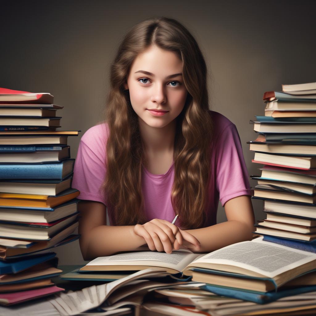 عکسی میخوام کلی درس دوربر یک دختر نوجوان باشند23