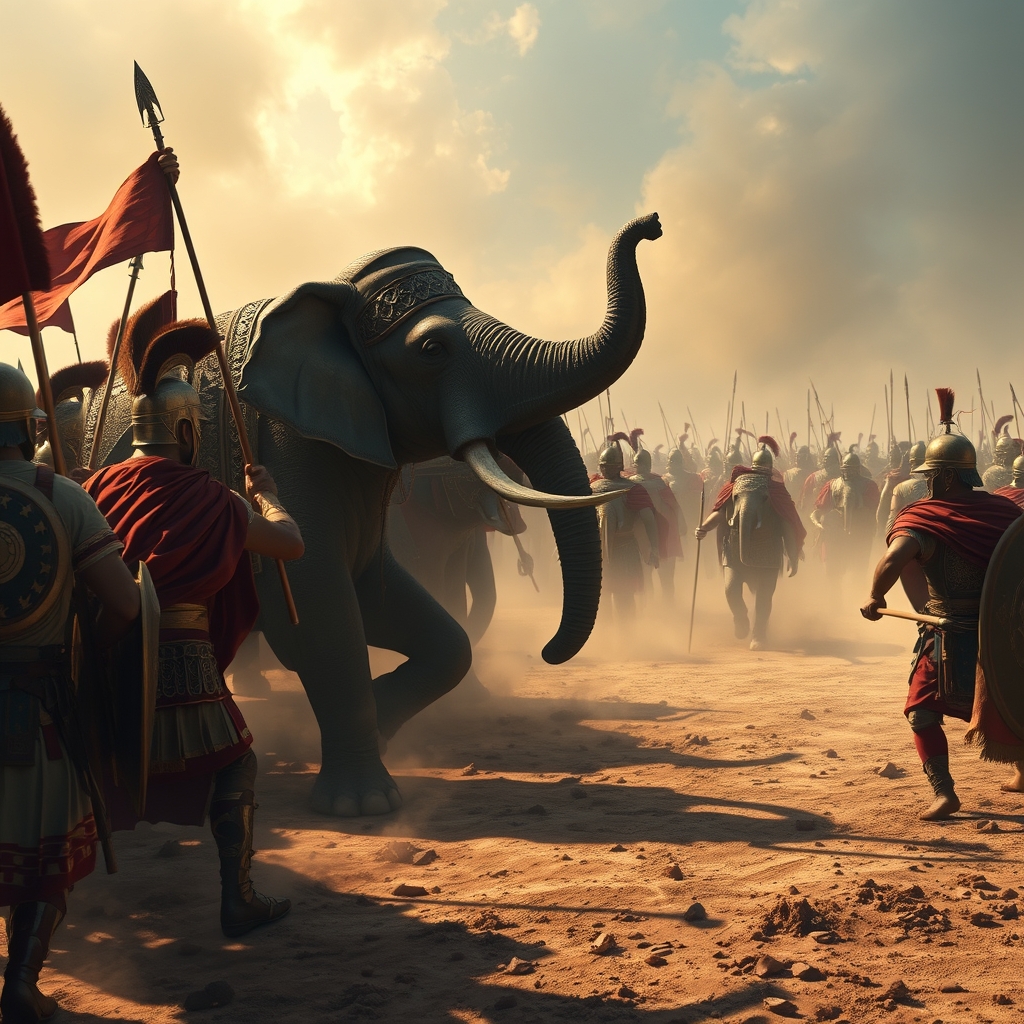 جنگ فیل ها و سربازان رومی با فیل ها و سربازان ایرانی باستان22
