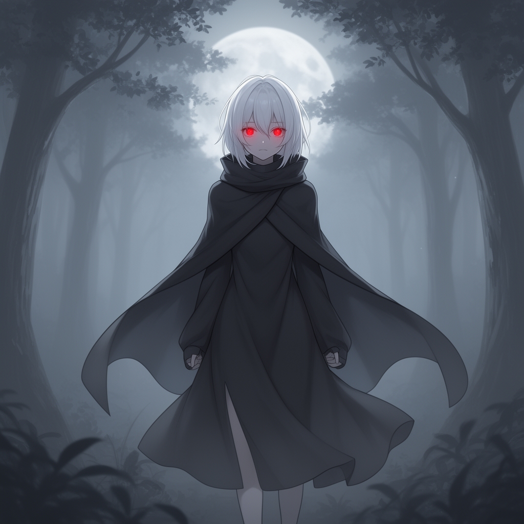 یک دختر زیبا و مرموز و ترسناک مو سفید و چشمان قرمز 2