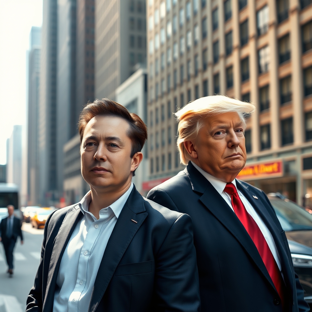 تصویری از ایلان ماسک و ترامپ  در شهر0