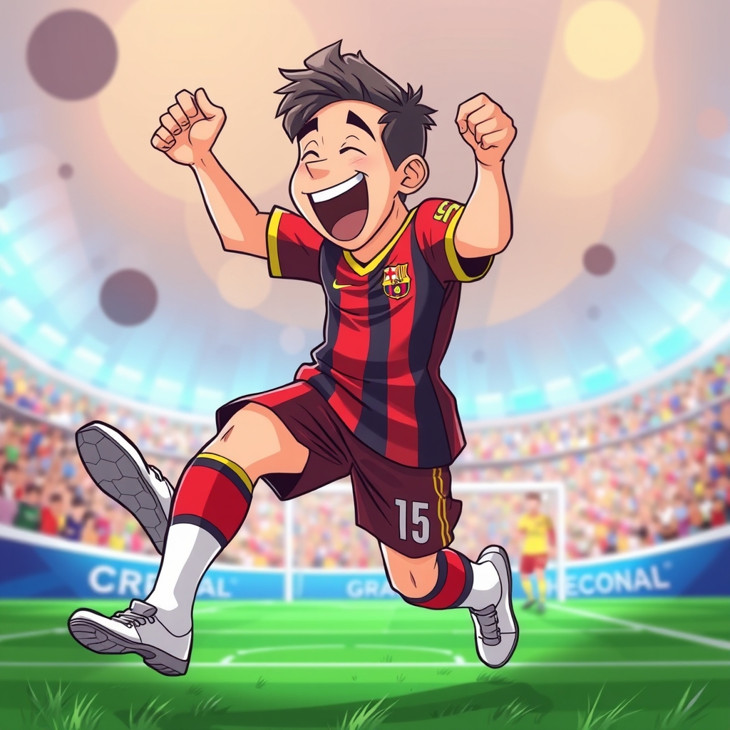 خوشحالی بعد از گل مسی 9