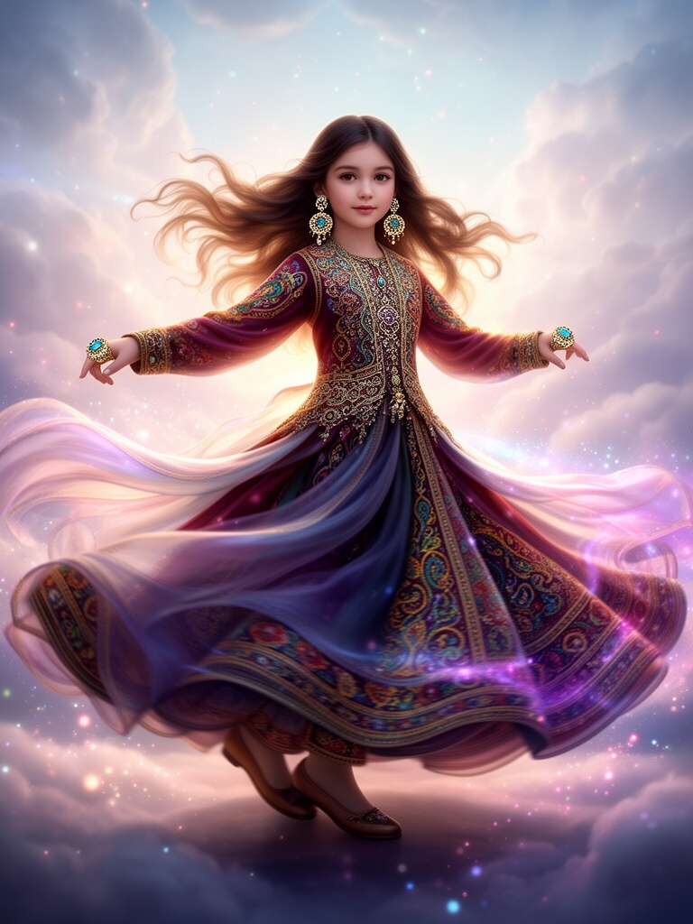 عکس دختر ترک اهل اردبیل بالباس خیلی خیلی شیک و مجلجی که لباس آذری هست و در حال دور خودش چرخیدن خیلی خیلی زیبا وبا ۴ عدد النگوی ترک مدل و دو انگشتر ترک مدل بزرگ صلا 1