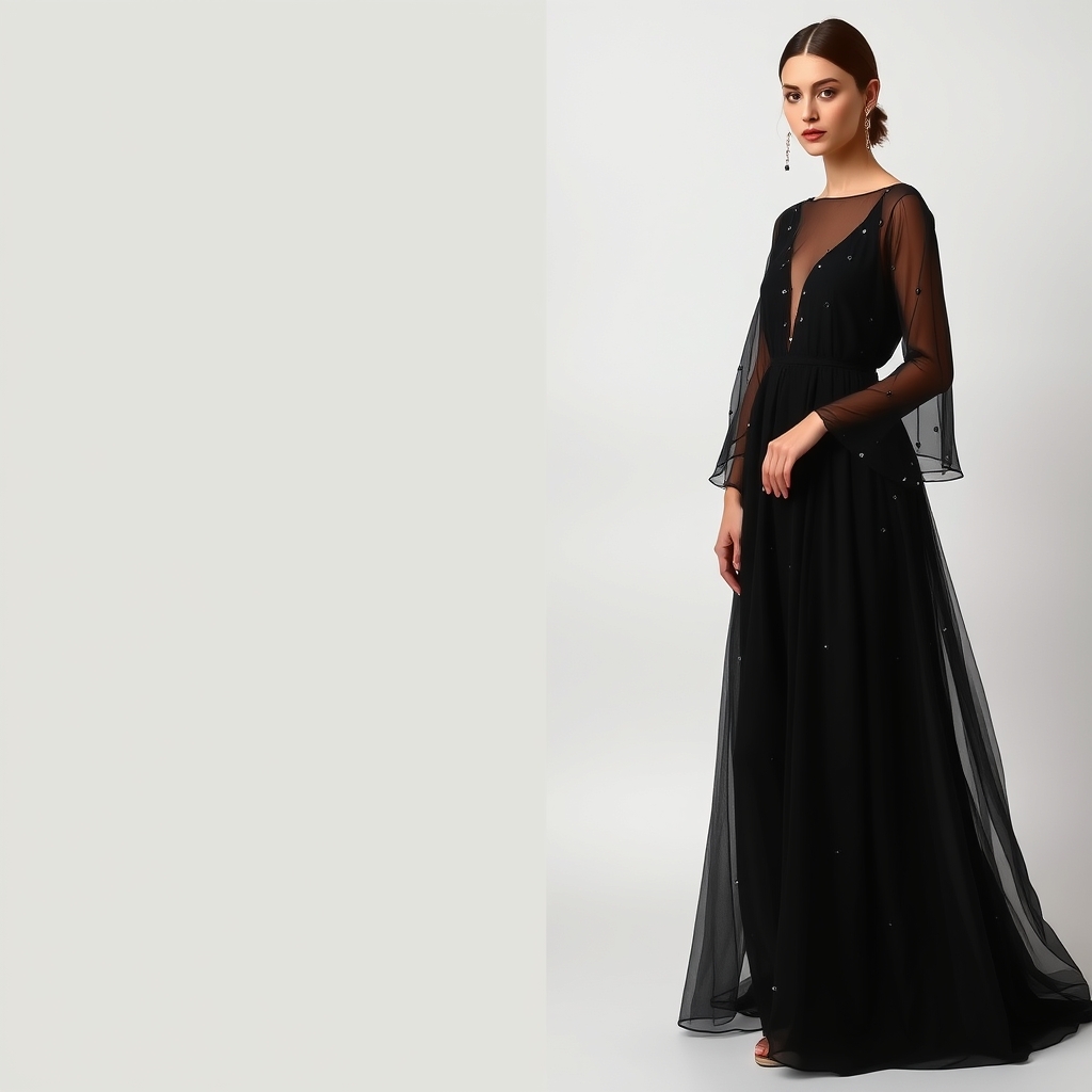 یه لباس مشکی  بلند تن یه مدل که حالت توره و سفیدهم هست با نگین های ریز مشکی و سفید 12