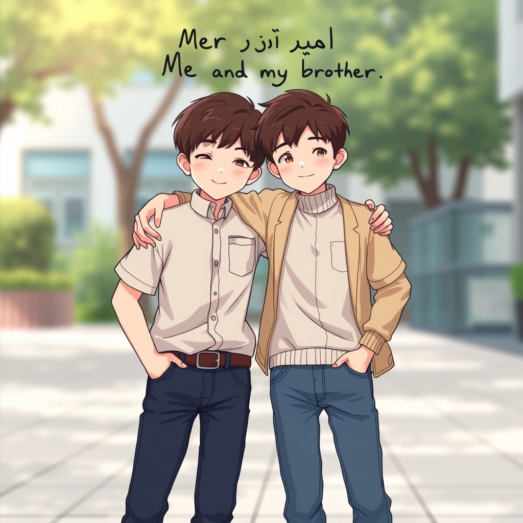 عکس ۲ پسر که همدیگر را بغل کرده اند وبا لای تصویر نوشته من و برادرم9