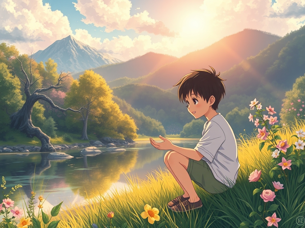 پسربچه در حال بازی در طبیعت زیبا5