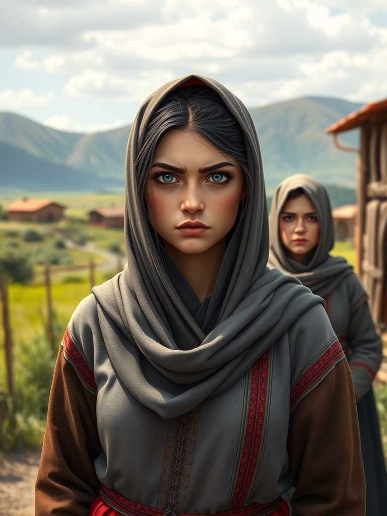 یه دختر بد اخلاق غرغرو چشم آبی ۲۰ ساله مال کردستان باشه با لباس سنتی توی روستا با یه منظره دیدنی دو دختر بد اخلاق و غرغرو باشه21