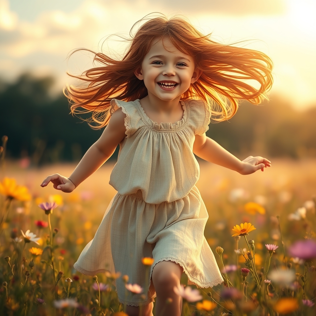 دختری در باد با موهای خرمایی می دود و می خندد21