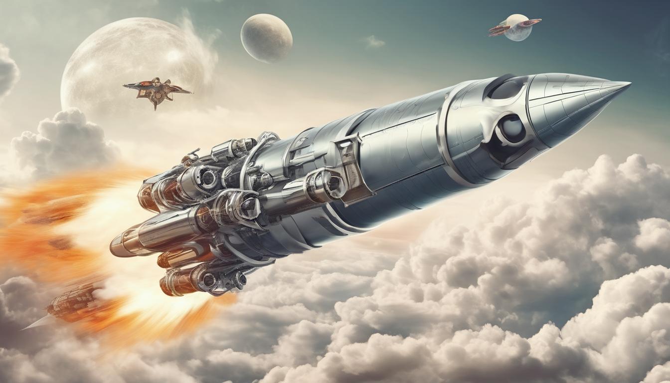 مردی که سوار موشک شده و داره پرواز میکنه3