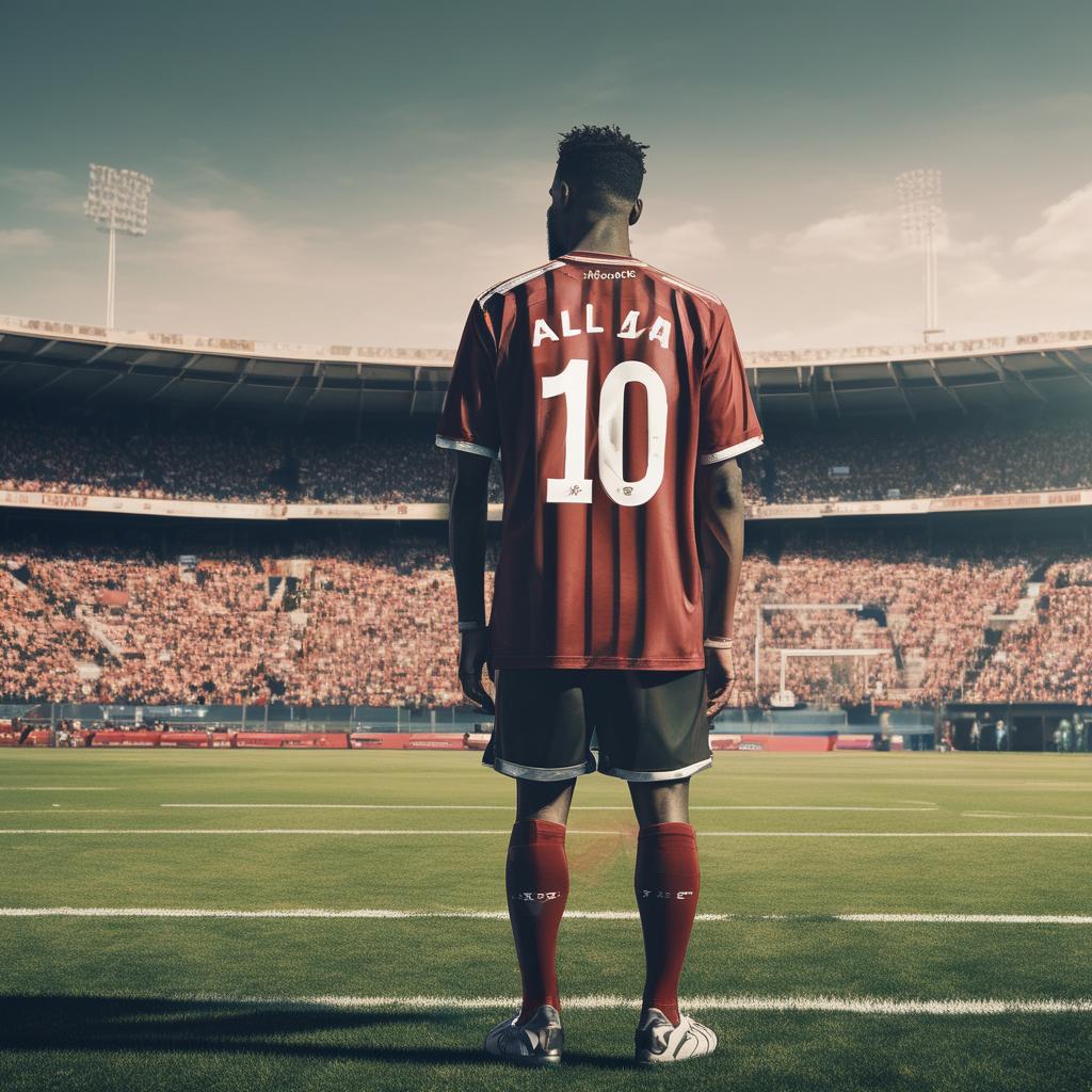 ادمی که لباس فوتبال پوشیده و پشتش نوشته ALI AS  در زمین فوتبال
2