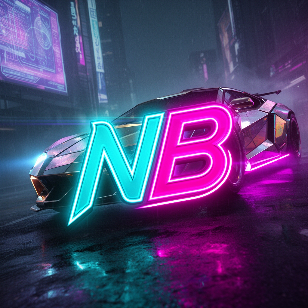 یه لوگو با NB بساز با پس زمینه ی ماشین سایپربانکی5
