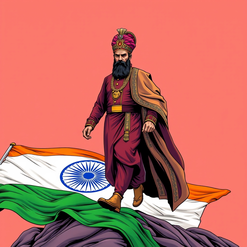 نادرشاه در حال قدم زدن بر روی پرچم هند9
